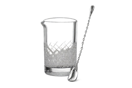 Crystal mixing glass with stirring spoon, transparent background image