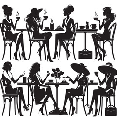 giirls silhouette sitting at cafe
