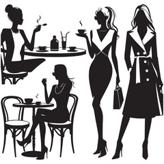 giirls silhouette sitting at cafe