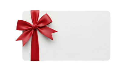 Blank Gift Card with Red Ribbon Bow on Transparent Background PNG