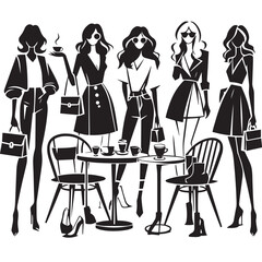 giirls silhouette sitting at cafe