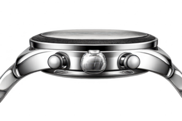 Side View of Shiny Metallic Watch Isolated on transparent background