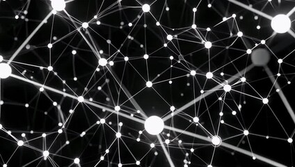 4K seamless animation visualizing connections in decentralized network with white dots and lines moving randomly representing peer to peer technology and blockchain concepts ideal for tech stock - Powered by Adobe