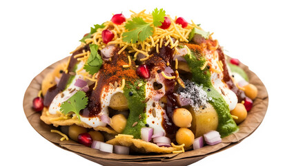 Chaat close-up isolated on white background.