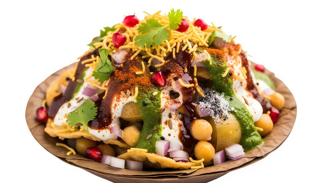 Chaat close-up isolated on white background.