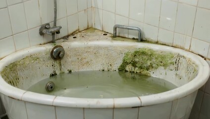 closeup of hot tub with visible lime scale and mold emphasizing maintenance needs and hygiene issues in spa or jacuzzi captured in detailed 4k