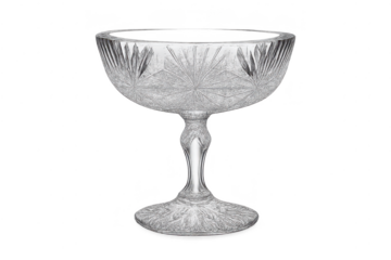 Elegant Crystal Coupe Glass on a transparent background, Studio Shot