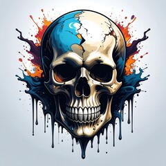 Skull with paint splatter