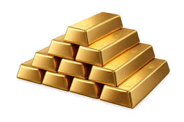 Stack of Shiny Gold Bars on a transparent background in Black space