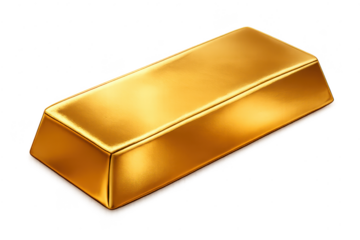 Shiny Gold Bar Illustration on transparent background for graphic design.