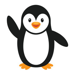 Penguin Animal Bird Flat Vector Illustration on White Background