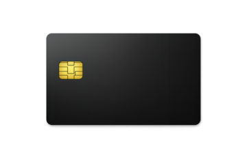 Black credit card on transparent background for your design mockup.