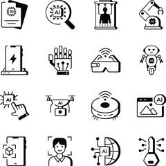 Pack of AI and Innovation Line Style Icons 