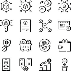 Collection of Blockchain Outline Style Icons