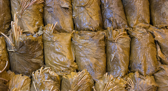 brined vine leaves. prepared for making stuffed vine leaves. salamura yaprak.