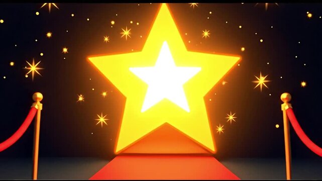 Red Carpet Glamour Glowing Star & Velvet Rope Walkway for Awards, Events & VIP Promotions