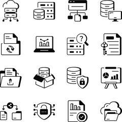 Collection of Data Line Style Icons 