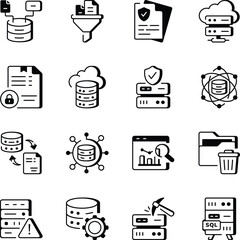 Pack of Cloud Data Line Style Icons 

