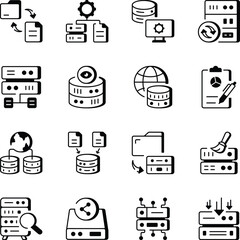Pack of Data and Computing Line Style Icons 