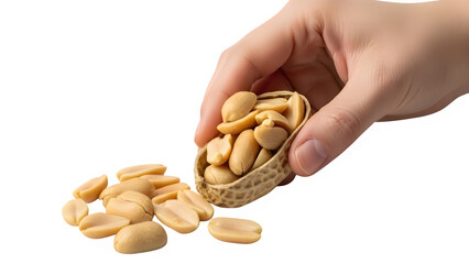 Roasted peanuts isolated on PNG background.