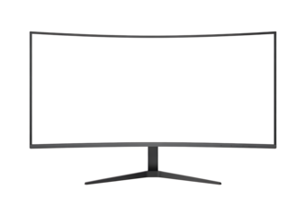 Curved gaming monitor transparent background modern digital display template realistic electronics device black empty screen