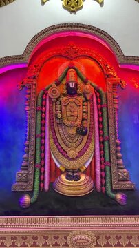 Lord Venkateswara, also known as Balaji, the preserver deity of Tirumala, shown in traditional adornments and divine posture, symbolizing prosperity, devotion, blessings, and spiritual faith in Hindu 