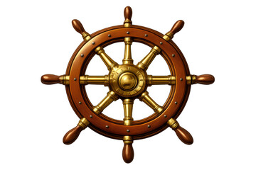 Classic Ship Wheel on transparent background, nautical and decorative