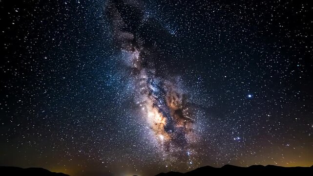 Breathtaking Milky Way Galaxy Arching Over Silhouetted Mountain Landscape at Night