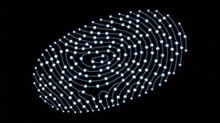 cyberpunk digital fingerprint made of luminescent dots and lines – Excellent for sci-fi, identity, hacking, or futuristic user interface design.