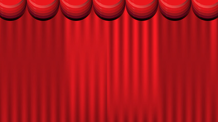A vibrant red velvet theater curtain drapes across the stage, creating a textured fabric backdrop illuminated by a spotlight for an opera performance or cinema event