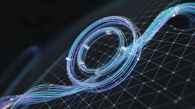 digital target of abstract glowing blue and cyan network circles – Excellent for cybersecurity, risk management, business analytics, or technology. - Powered by Adobe