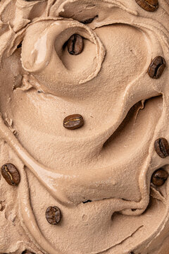 Coffee gelato texture top view