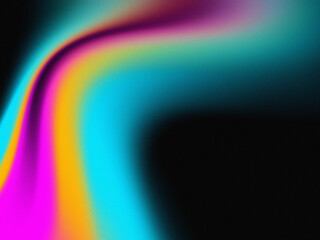Abstract vibrant holographic gradient wave background with film grain texture