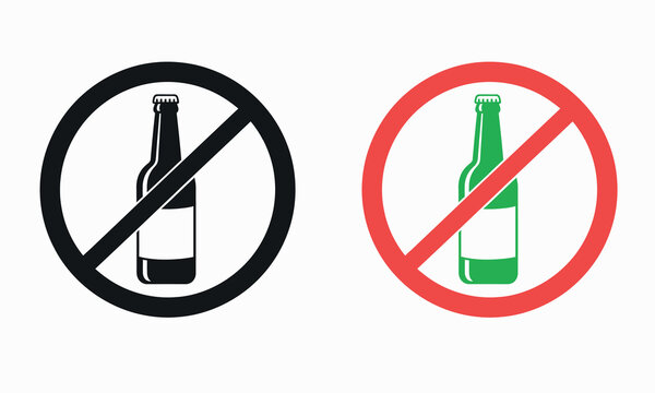 prohibition signs depicting bottles with a diagonal line indicating no alcohol high quality