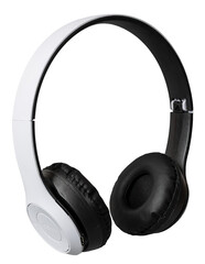 Modern black and white wireless headphones cut out
