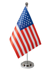 United States of America table flag with silver stand cut out