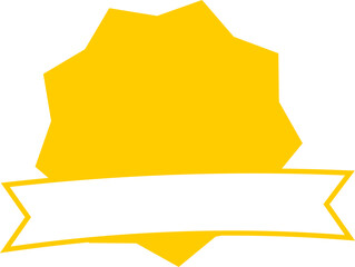 Yellow Badge with  Line art Banner Illustration.