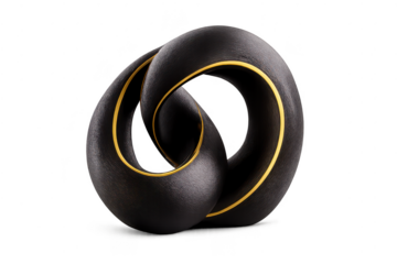 Abstract Mobius Sculpture with transparent background, artistic design.