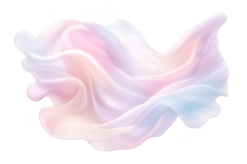 Elegant flowing fabric with transparent background, pastel color scheme