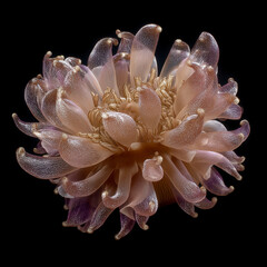 Elegant Peach Flower Close-Up with Delicate Petals on Gray Background