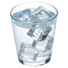 Clear glass filled with ice cubes and water