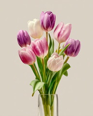 spring bouquet tulips isolated on light background