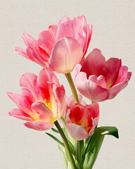spring bouquet tulips isolated on light background