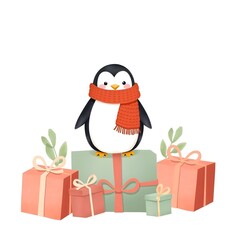 Naklejka premium Breathtaking Striking Christmas Minimalist Cozy Animal 4