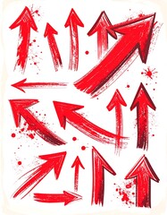 Red arrows on white background