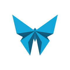 Obraz premium Geometric butterfly illustration on a white background from a front viewpoint