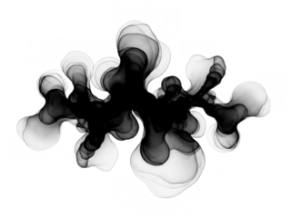 Gray smoke blobs on black background