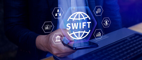 SWIFT. Society for Worldwide Interbank Financial Telecommunications, online payment and financial...
