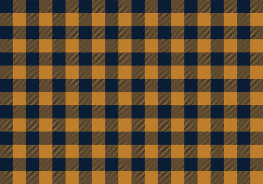 Checkered lumberjack plaid seamless pattern in mustard yellow and navy blue