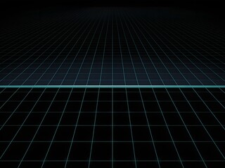 Perspective futuristic grid with blue lines on black background